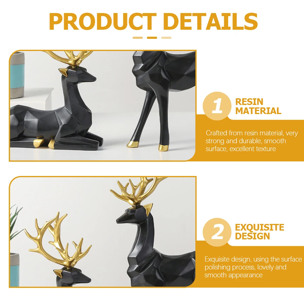 

2Pcs Resin Reindeer Sculptures Elk Decor Christmas Deer Figurines Luxury Bedroom Statues Home Decor Objects Modern Accents