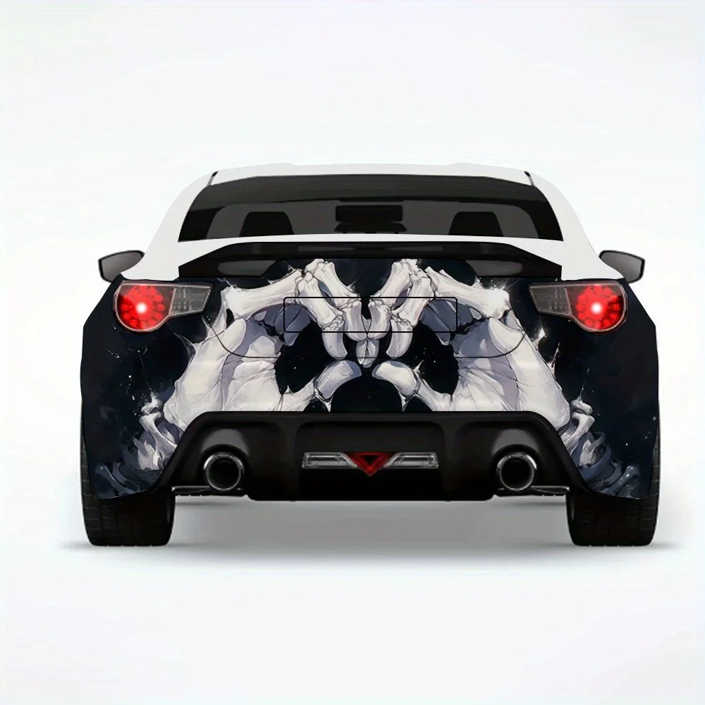 

Руки черепа делают наклейку в форме сердца, виниловую наклейку на заднюю часть автомобиля, водонепроницаемые самоклеящиеся виниловые наклейки для хвоста автомобиля и B