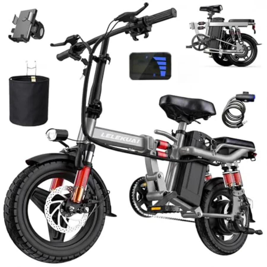 

Commuter electric bike for adults: 1200W peak motor, 20-28MPH speed, 32-mile range, removable waterproof battery, dual disc bra