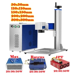 Raycus 50W 300x300mm Fiber Laser Engraver 30W 20W Nameplate Marking Engraving Machine for Stainless Steel Metal Cuttng Carving