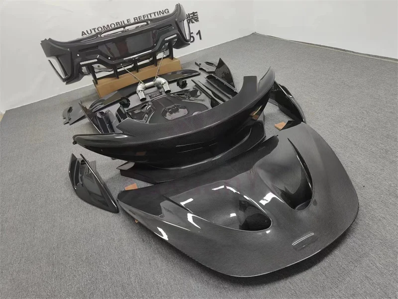 تستخدم لـ Mclaren 540C 570S 570GT ترقية 600LT نمط ألياف الكربون الجافة المصدات الأمامية والخلفية التنانير الجانبية طقم الجسم المفسد الخلفي