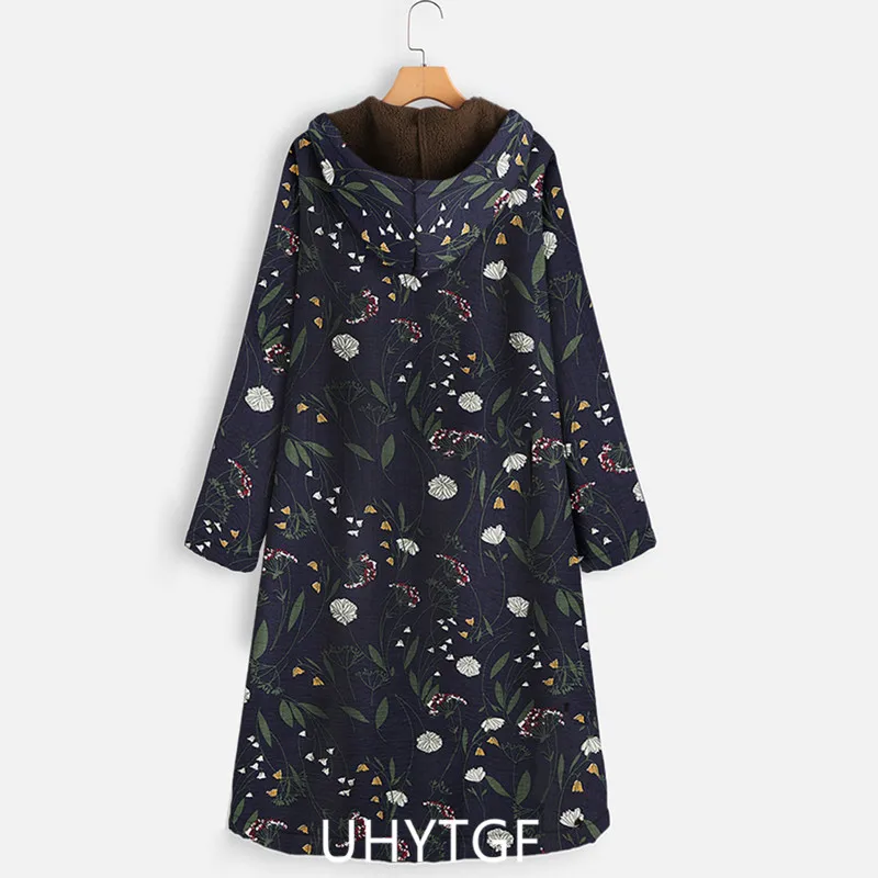 UHYTGF Parker Women Coat Print Mid-Length Autumn Winter Cotton Jacket Female Hooded Casual Warm Ladies 5XL Big Size Outewear 107