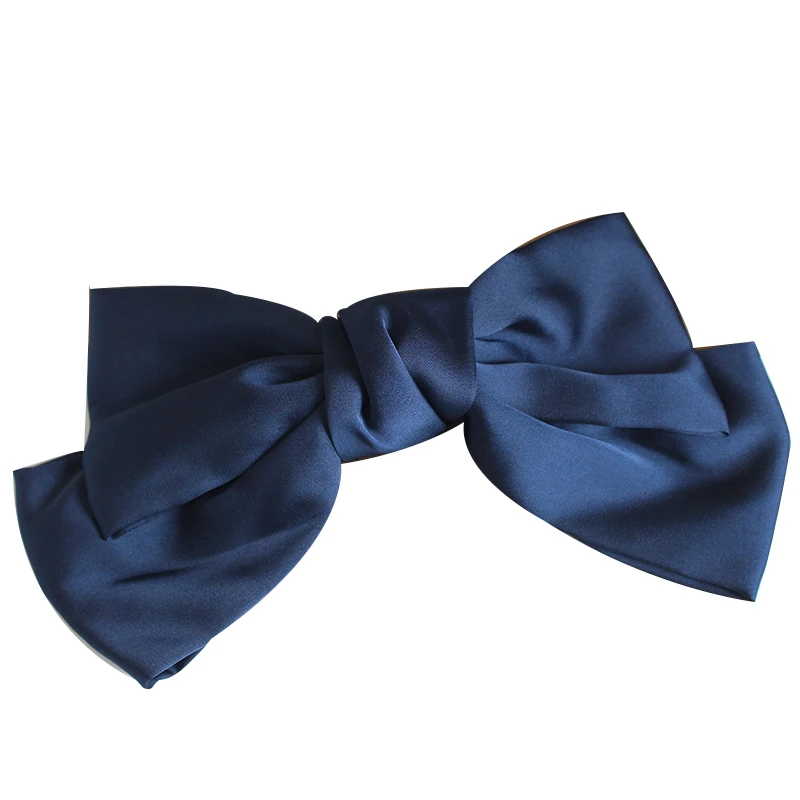 Fashion Satin Bow Hairclip Girls Trendy Hairpin Chiffon Solid Color  Bowknot Ponytail Clip Barrettes Oversized Hair Accessories