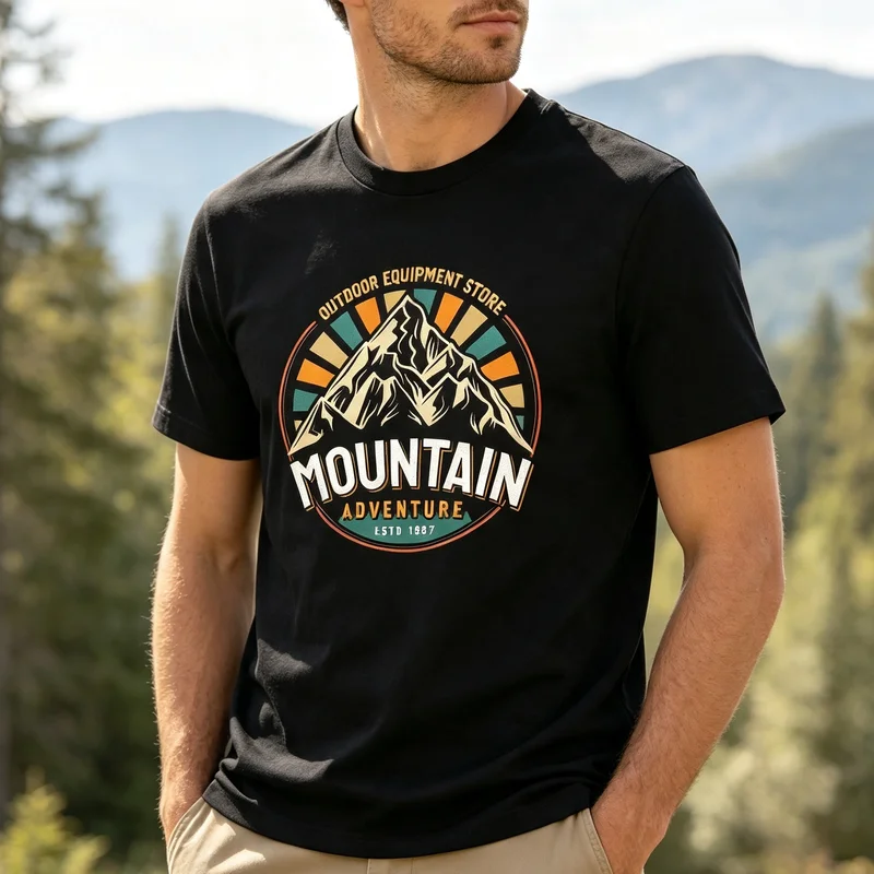 Outdoor Adventure Store - Camiseta Mountain Adventure Vintage con estampado