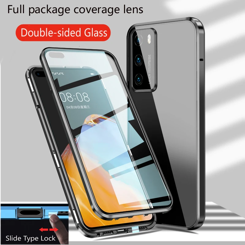 360 Full Protection Metal Magnetic Double-sided Glass Snap Lock Case For Honor 50 70 Pro Plus 90 Lite Phone Shell Lens Cover