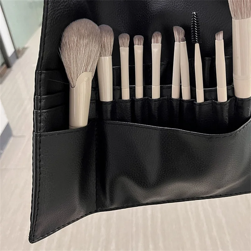 전문 메이크업 아티스트 대용량을위한 벨트 PU 가죽 화장품 가방 허리 가방과 다기능 블랙 메이크업 브러쉬 가방