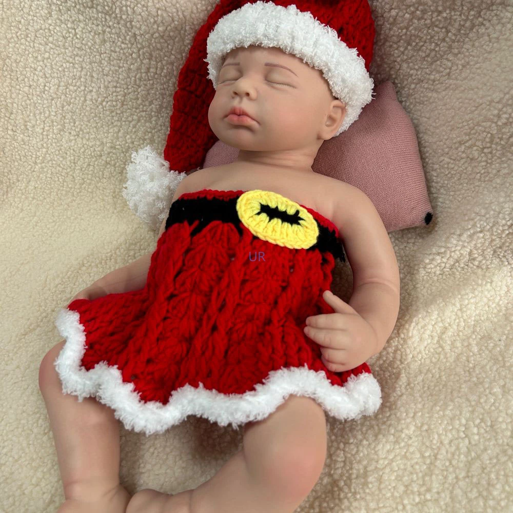 20" Squish Asleep Reborn Doll Handmade Full Body Silicone Newborn Baby Loulou Realistic Silicone Baby Doll Xmas Gift Kits