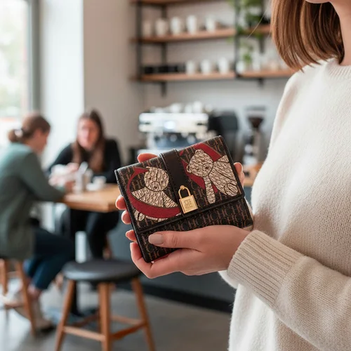 Cartera con diseño de estampado de letras versátil a la moda, cartera con sensación Premium, cartera estándar de alta calidad, estilo temperamento para mujer, coche