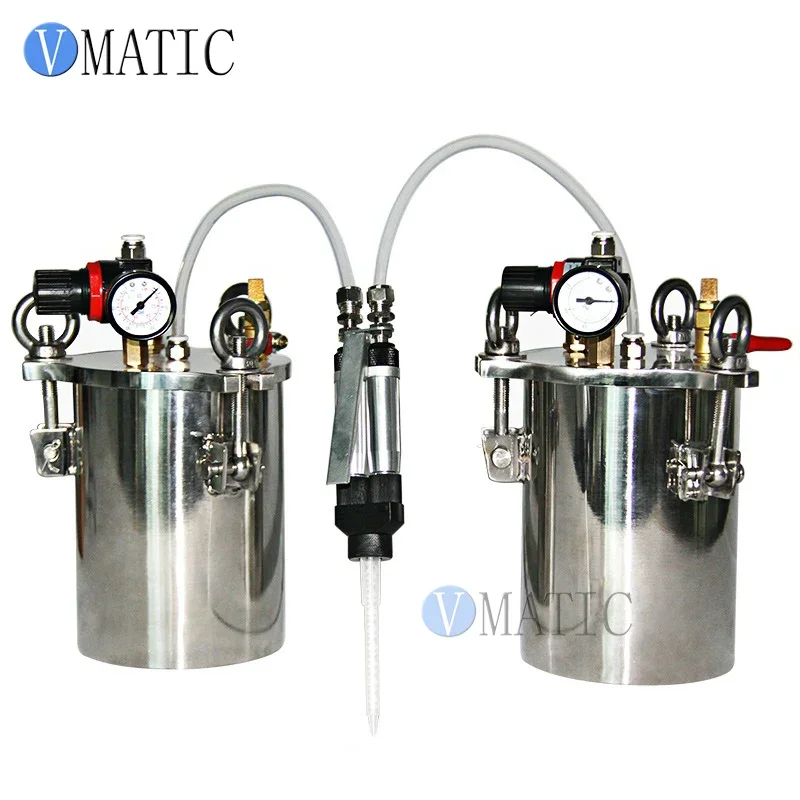 

Бесплатная доставка VMATIC ручной двойной клапанный пистолет для дозирования жидкого клея с резервуаром для давления воздуха из нержавеющей стали