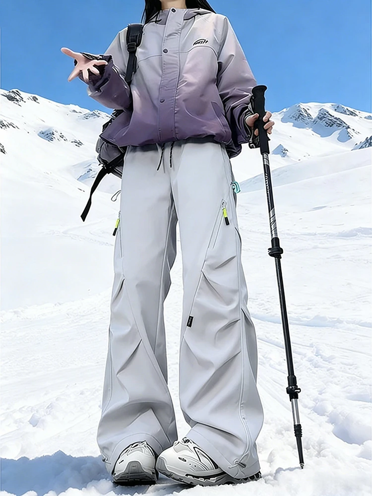 

Men's Winter Ski Pants Fce Lined Paratrooper Workwear Outdoor Hiking Mountain Climbing Trousers Waterproof Windproof Warm