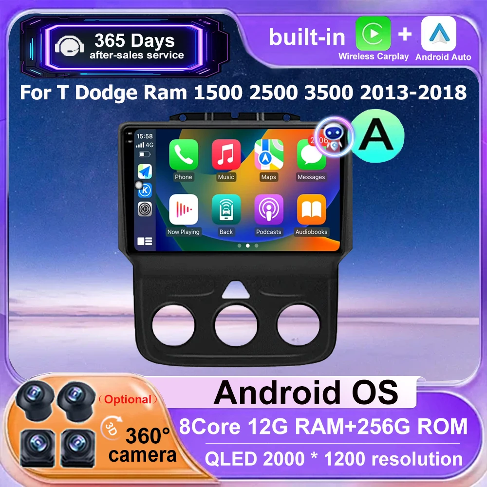 

Android 15 For T Dodge Ram 1500 2500 3500 2013-2018 Car Radio Multimedia Video Player GPS Navigation Tools Wireless Carplay 9''