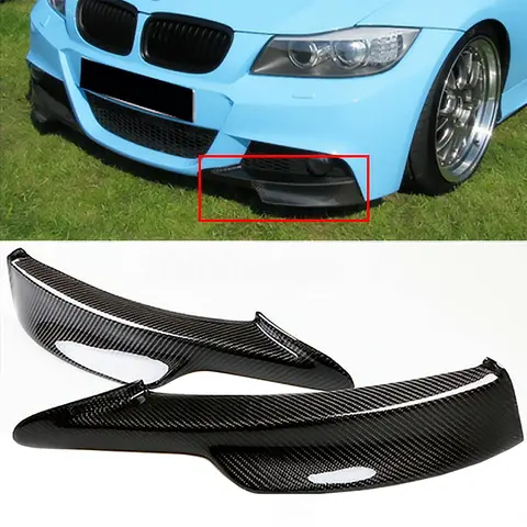 CITALL 2PCS Carbon Fiber Style Car Front Bumper Splitter Spoiler Fit for BMW E90 E91 328i 325i LCI M-Tech 2009 2010 2011