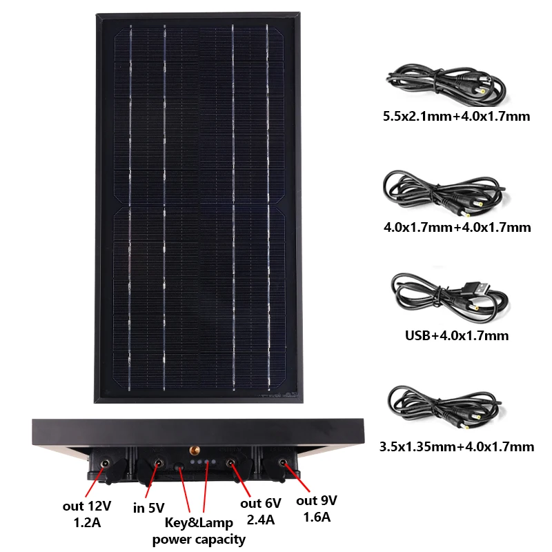 Imagem -03 - Kit Completo de Painel Solar Carregador de Célula Solar Energia Solar Monocristalina Armadilha para Câmera de Caça 20000mah 12v