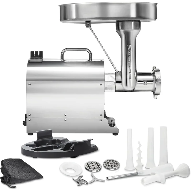 Pro Series Electric Meat Grinder, Commercial Grade, 1120 Watts, 1.5 , 14lbs. Per Minute, Stainless Steel (10-2201-W)