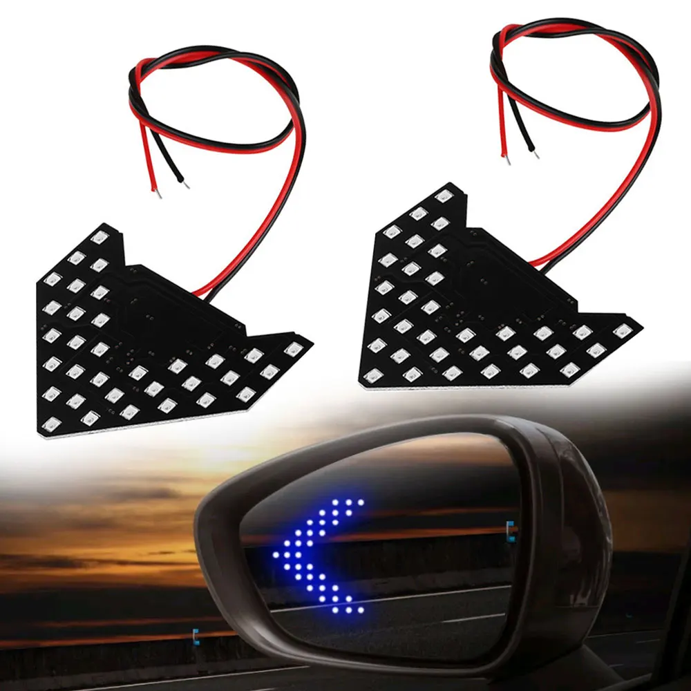 2pcs Universal Car Fit Ultra Slim Sequential Flashing 33-SMD-2835 Auto LED Side Mirror Arrows LED Turn Signal Lamp Car Lights