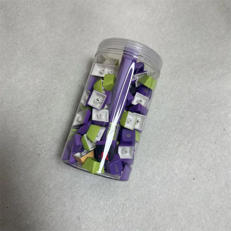 Imagem -06 - Conjunto Completo de Teclas com Tema Verde Roxo Altura Mda Sublimação Térmica Pbt para Teclado Mecânico 61 64 68 75 84 87 99 104 108