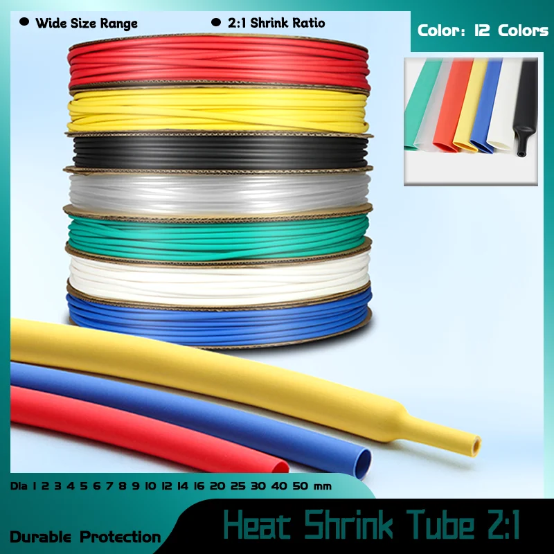 

Dia 1 2 3 4 5 6 7 8 9 10 12 14 16 20 25 30 40 50 Mm Heat Shrink Tube 2:1 Polyolefin Thermal Cable Sleeve Insulated 5 Meter Quick