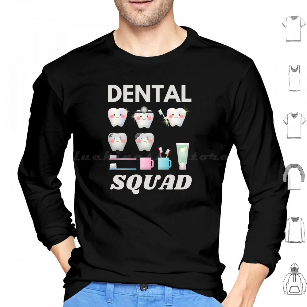 Squad Hoodie cotton Long Sleeve Squad Student Dentist Squad Costume Assistant Assistant Hygienist Dentist Dentistry Tooth