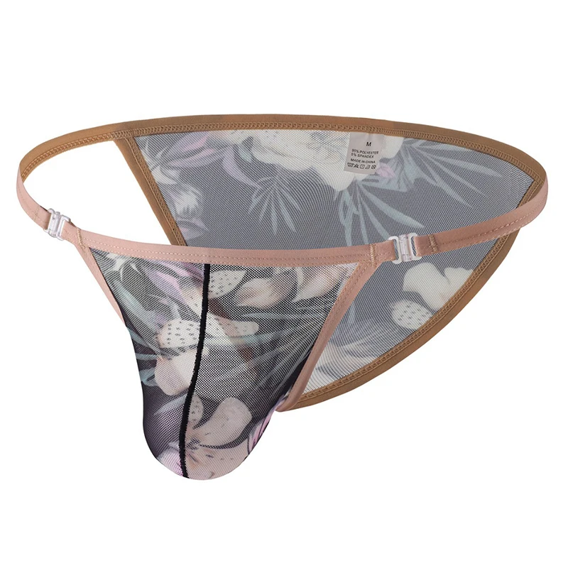 

Сексуальное нижнее белье с принтом, мужские ультратонкие полупрозрачные трусы из ледяного шелка, U-образная выпуклая сумка, сетчатые быстросохнущие трусики, Ropa Interior Hombre
