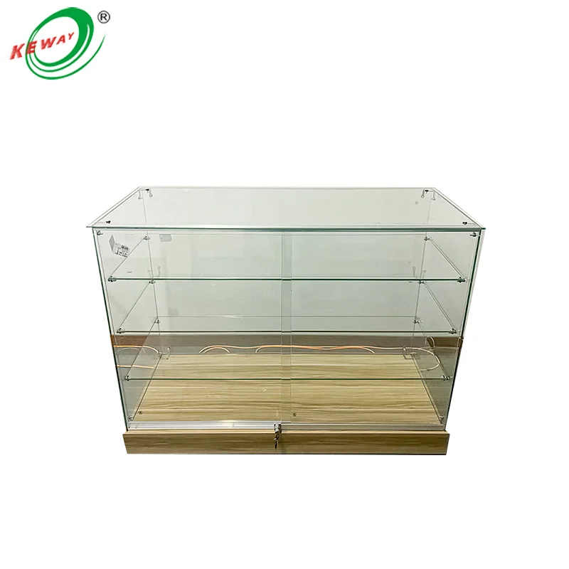 custom.China Glass Display Table Custom Design Tempered Glass Bottom MDF Display