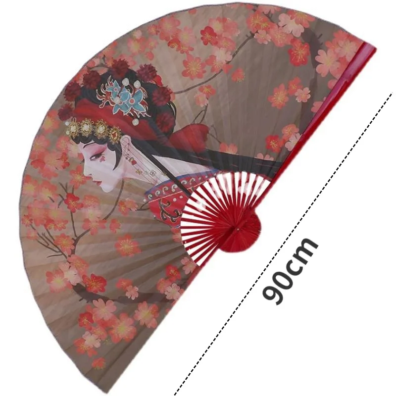 Home Decor Background Wall Large Hanging Fan Chinese Style Peking Opera Flower Girl Stage Decoration Fan