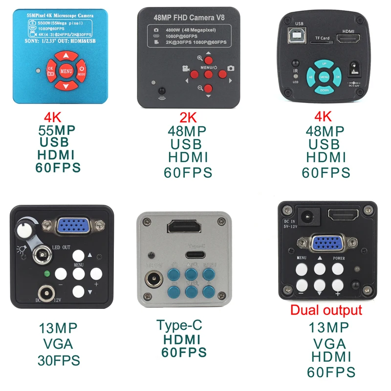 Microscope vidéo numérique électronique 48MP 4K 2K 1080P HDMI USB, caméra 10-130X Zoom C, objectif à monture 56 LED, outils de réparation de téléphones portables