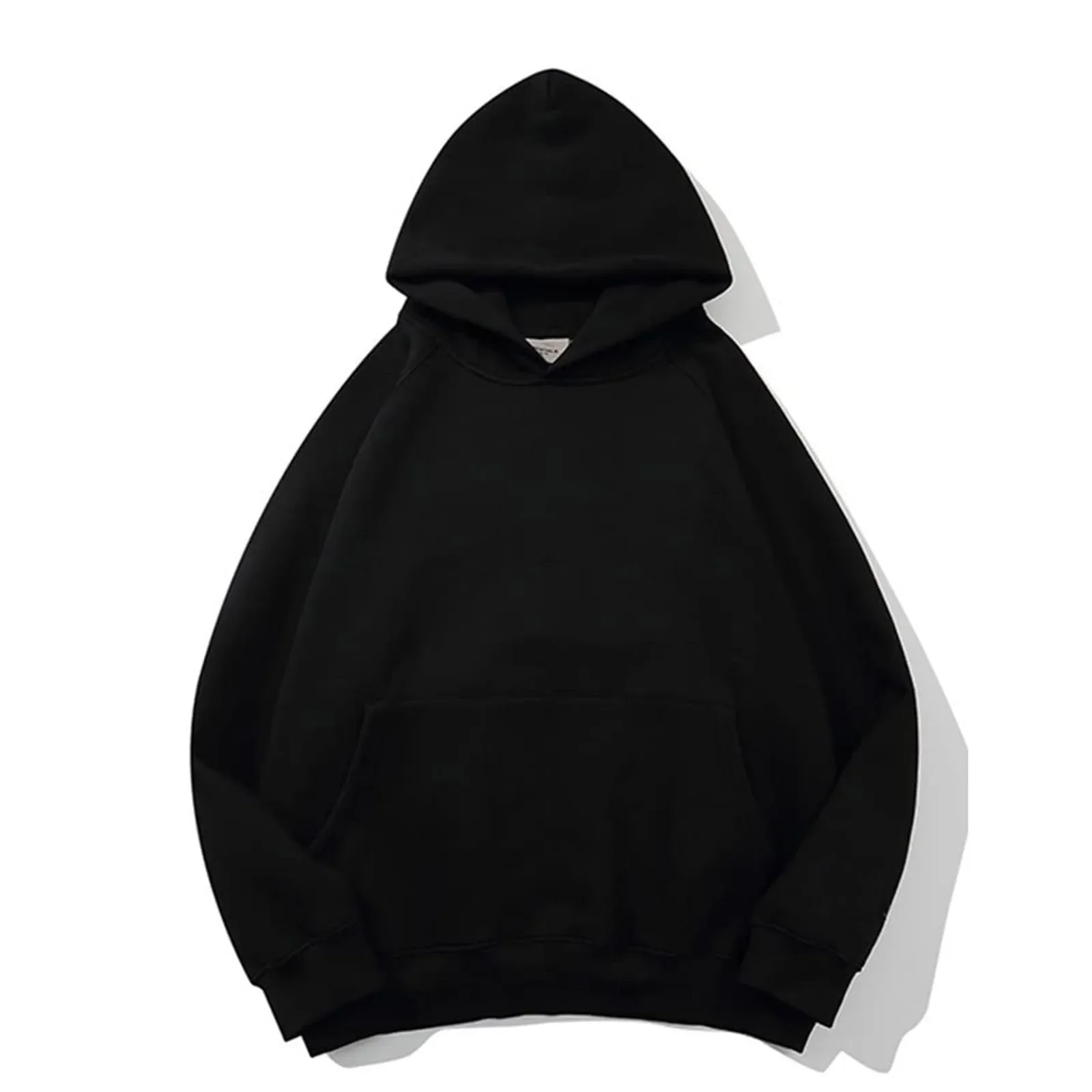 Nieuwe streetwear heren hoodie effen kleur basic losse zwarte hoodie met lange mouwen zak sweatshirt voor dames hoodies