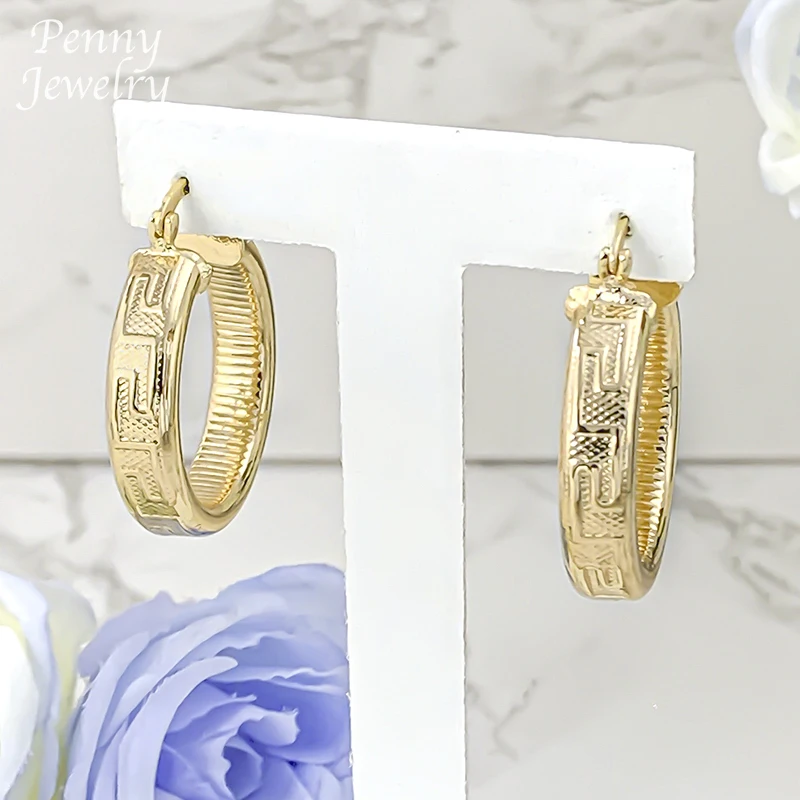 Runde 18K vergoldete Creolen für Frauen, Original-Kupfer-Kreis-Ohrring, Party, Hochzeit, Geschenke, italienische afrikanische Schmucksets