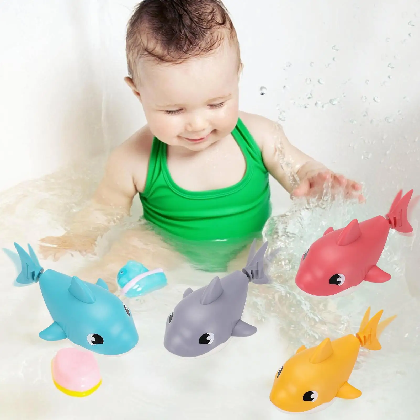 

Игрушки для ванной для малышей: плавающие акулы и животные для ванны, для детей 1-3 лет, для душа, на день рождения, на Рождество