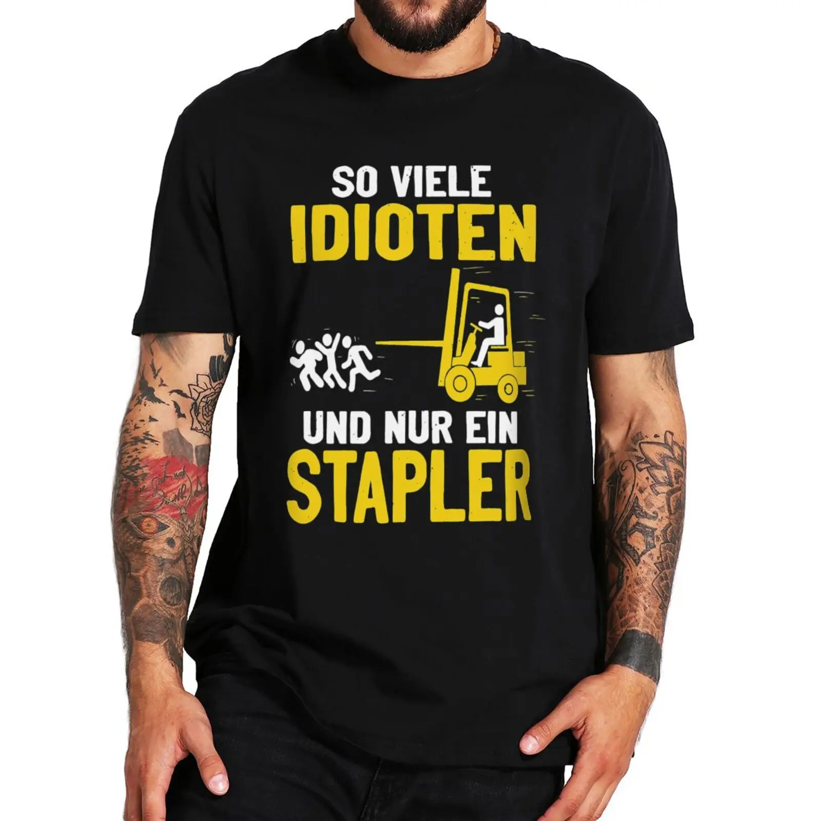 

So Many Idiots And Just One Forklift Driver T Shirt With German Text Funny Warehouse Clerk Men's Tshirts 100% CottonF