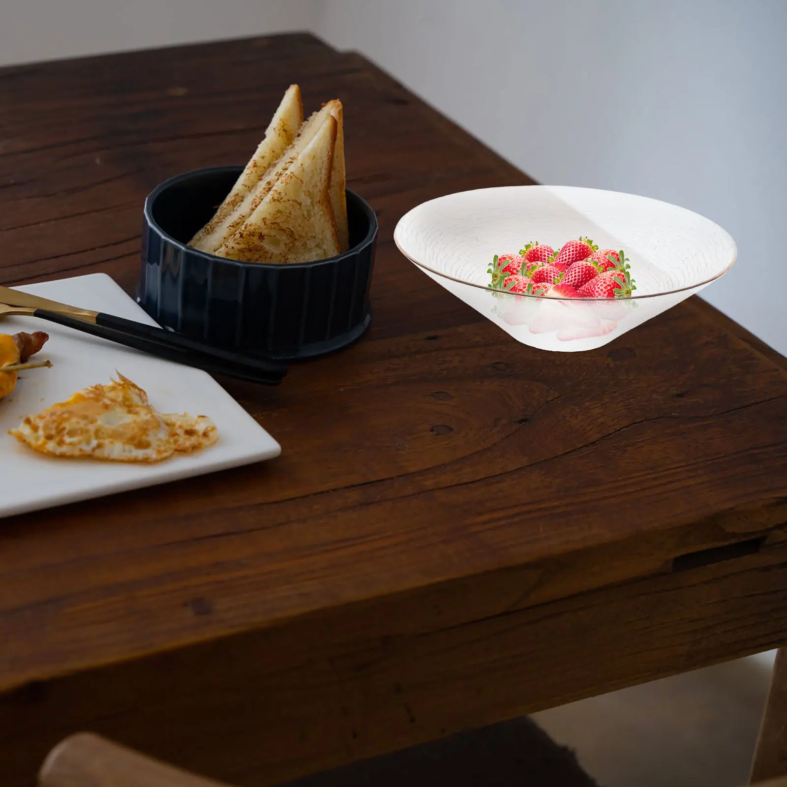 

Glass Salad Bowl Gold Rim Creative Design Food Fruit Serving Bowl for Kitchen Restaurant Party Large Glass Bowls Reusable