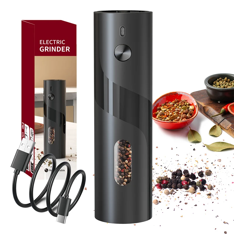 

Pepper Grinder Portable Fashion Design Salt and Pepper Mill Rechargeable And Battery model Electric Spice Grinder Kitchen Tool