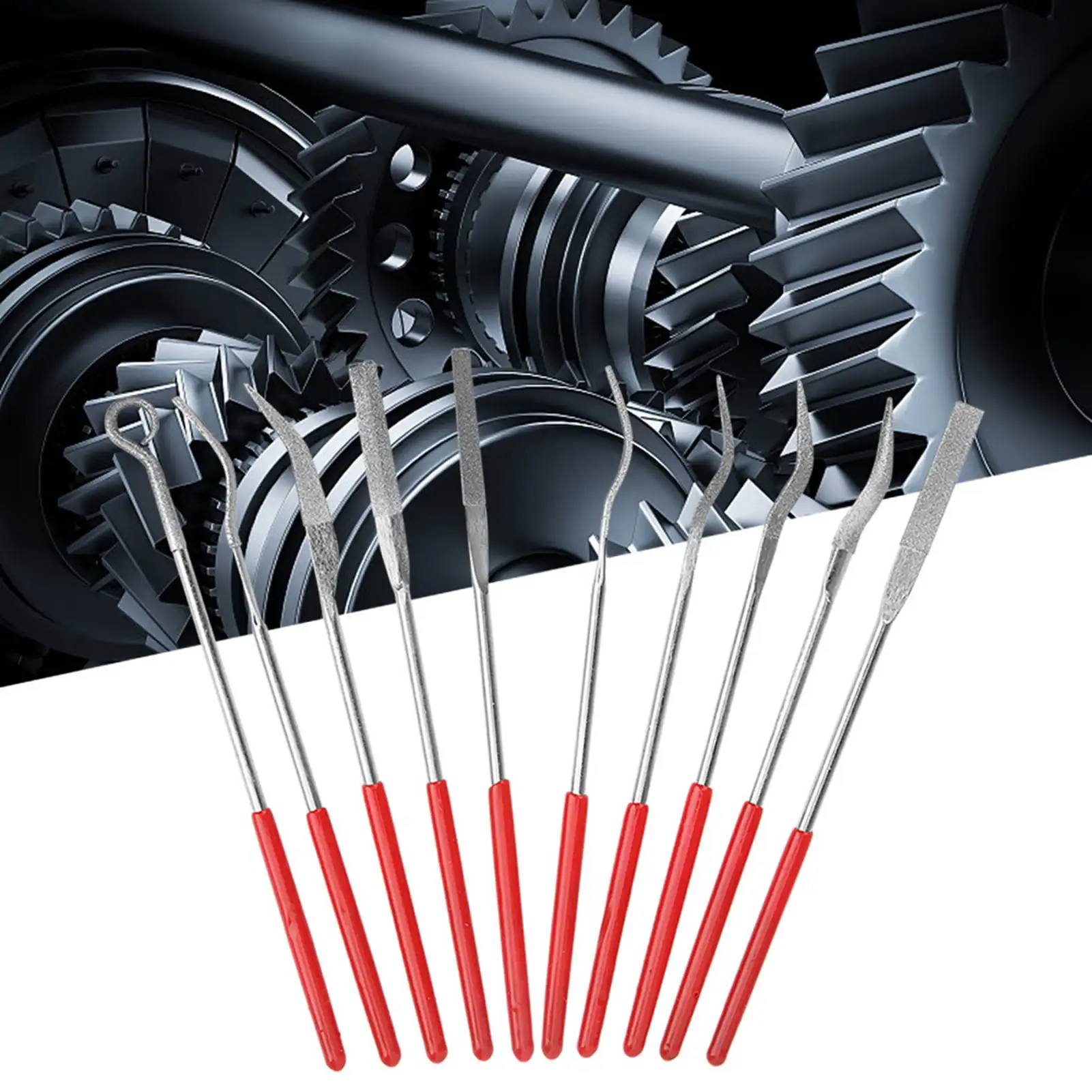 Zestaw pilników diamentowych, zwykłe, ściernicze, specjalne kształty, do szlifowania, z antypoślizgowym uchwytem, wygodny chwyt, wielofunkcyjne narzędzia ręczne.