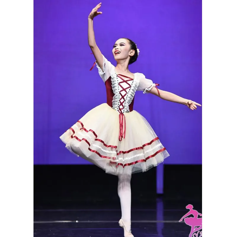 

Children Girl Long Giselle Professional Ballet Dress Girls dancing Romantic Tutu Swan Dance Performance Costumes Ballerina Dress