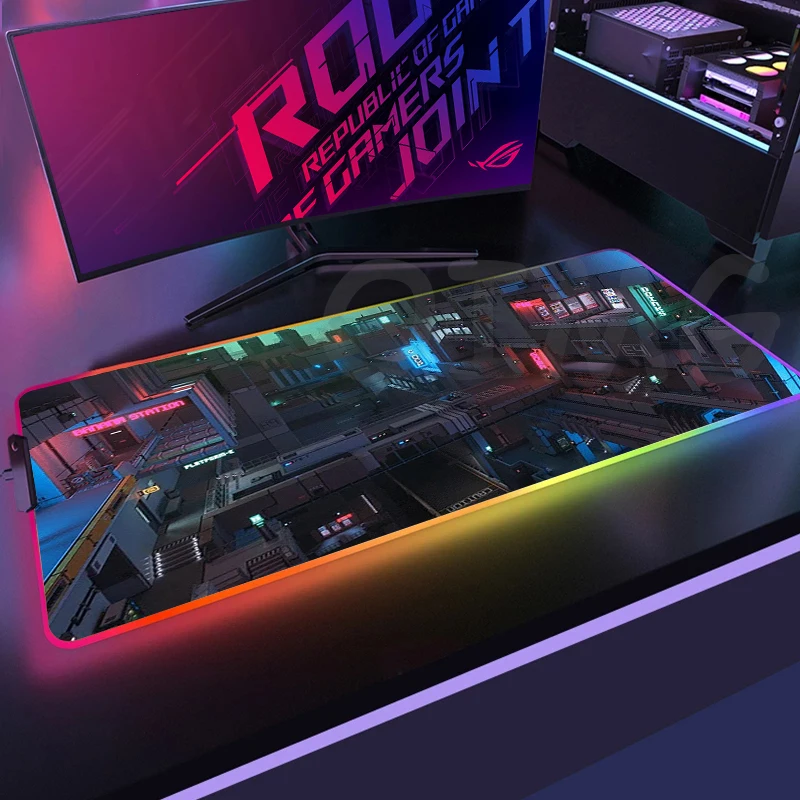 Pixel Street View Large RGB Mouse Pad Gaming Mousepad LED Mouse Mat Gamer Mousepads PC Desk Pads Lock Dege RGB Keyboard Mats