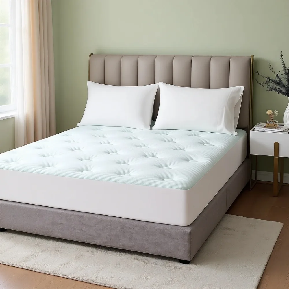 

Memory Foam Mattress Topper Queen Size Bamboo Viscose for Back Pain Relief 60x80 White