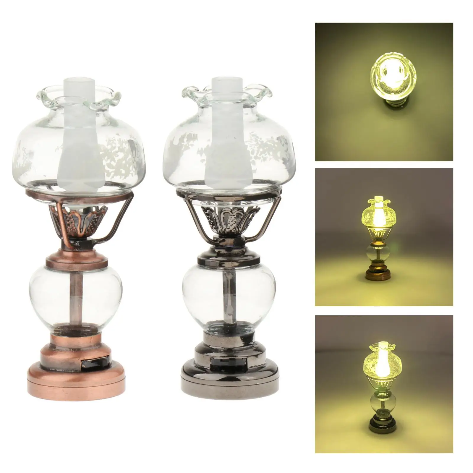 Lampe de table à huile pour jardin nickel é, Dioramas de scènes vintage, Micro, 1/12