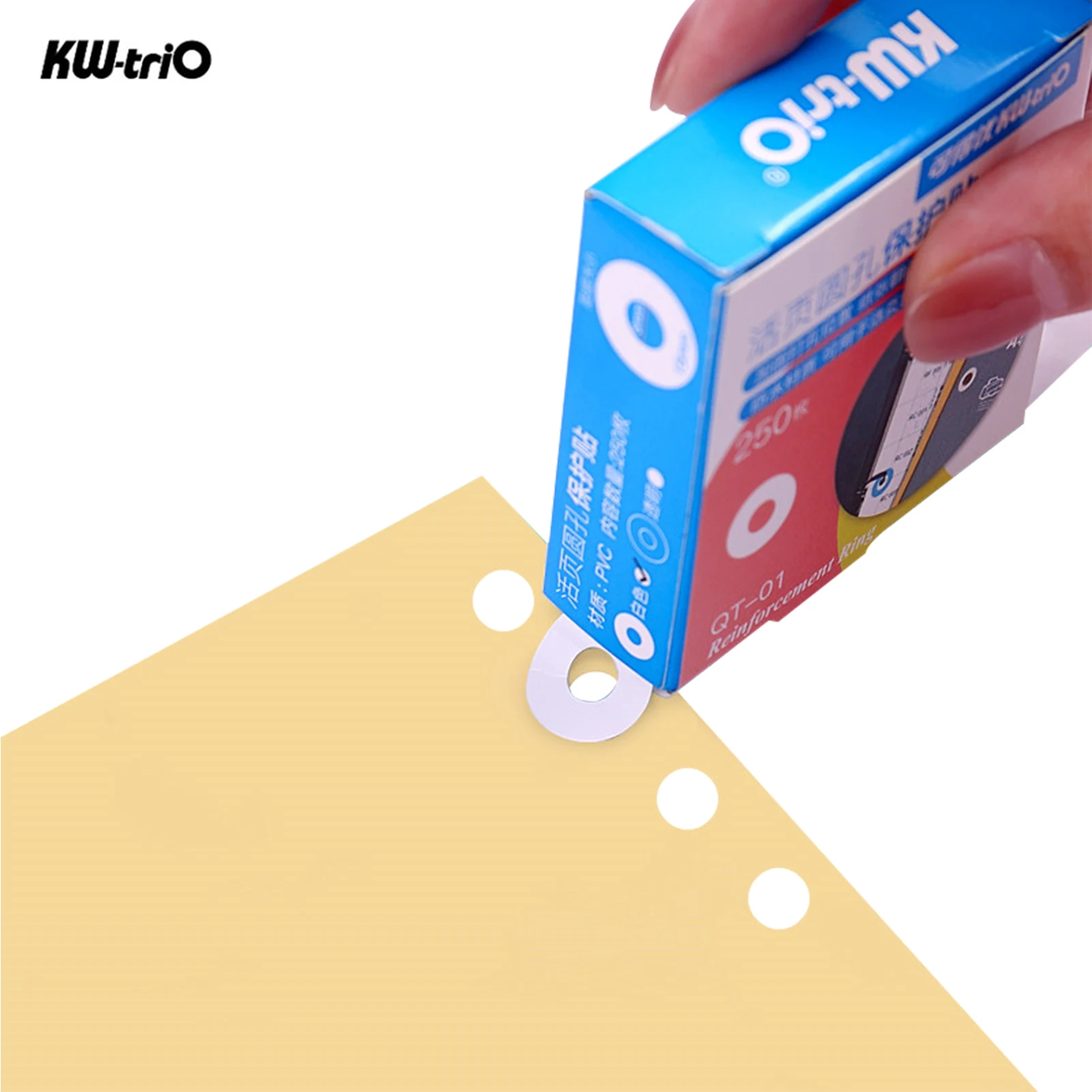 KW-trio Loose-Leaf Paper Hole Reinforcement Labels Round Stickers Self-Adhesive Hole Punch Protector for Office School Home