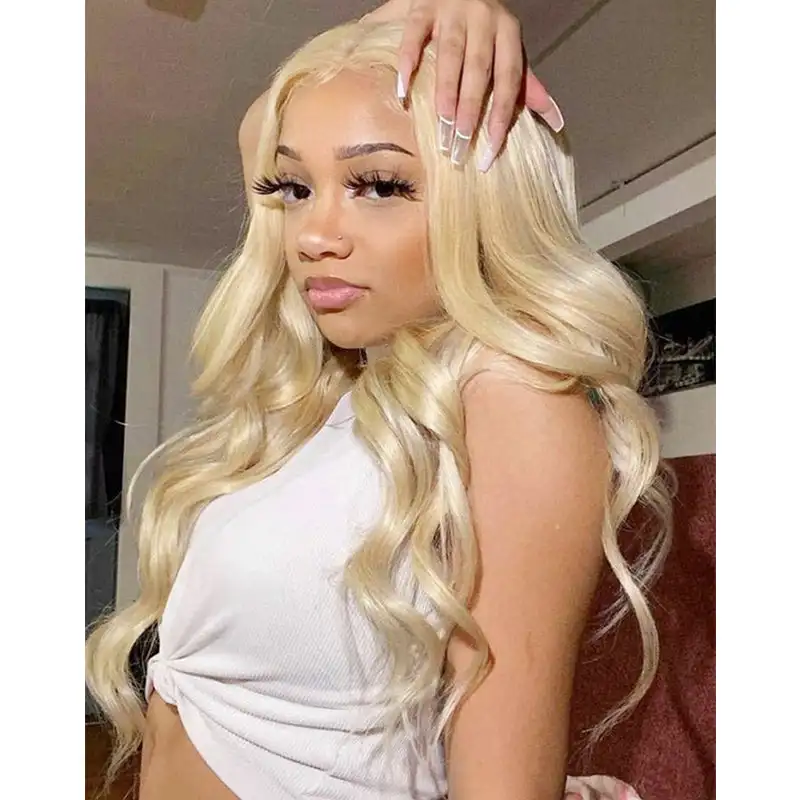 

613 Body Wave Human Hair Wigs 200 Density Blonde Body Wave Lace Front Wigs 613 Human Hair Pre Plucked 613 HD Lace Frontal Wig