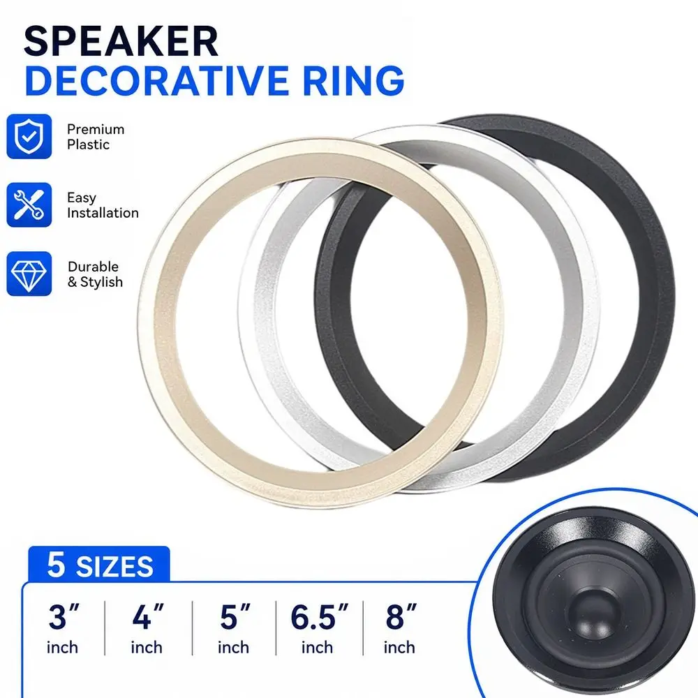 Trim Ring Grille Plastic Speaker Trim Ring 3/4/5/6.5/8 inch Black Silver Gold Speaker Bezel Loudspeaker Bezel