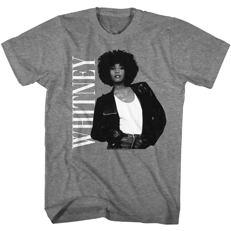 Whitney Houston Short Hairstyle Portrait Graphite Heather T Shirt