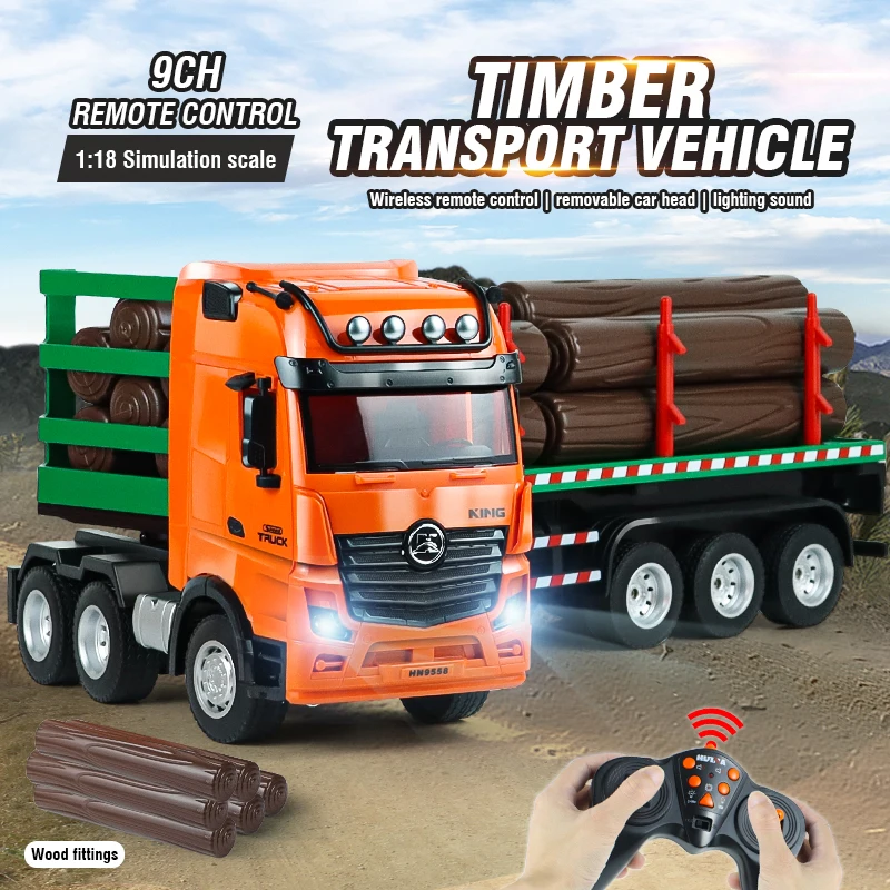 

HUINA 9CH RC прицеп грузовик с дистанционным управлением деревянные транспортные грузовики сплав локомотив деревянный транспортер игрушки детские рождественские подарки