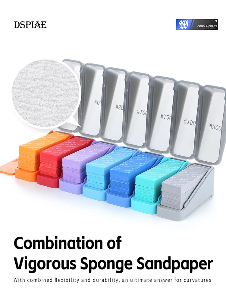 DSPIAE XSS-S01 Power Sponge Sandpaper Set 3mm 10mm Includes storage case Soft Fit Comfortable feel For Curved Surface Grinding