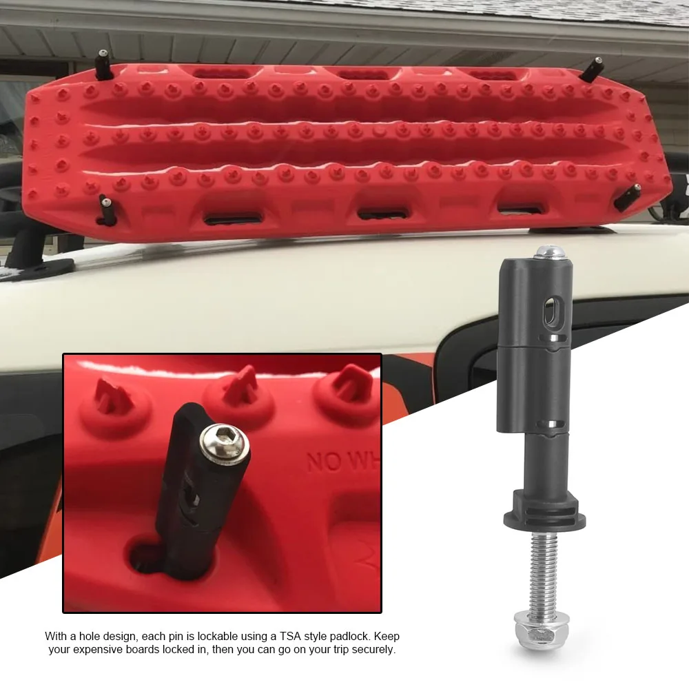Pasadores de montaje para placas de recuperación/tracción MaxTrax MKII, juego de pasadores de montaje de seguridad a prueba de robo bloqueables,