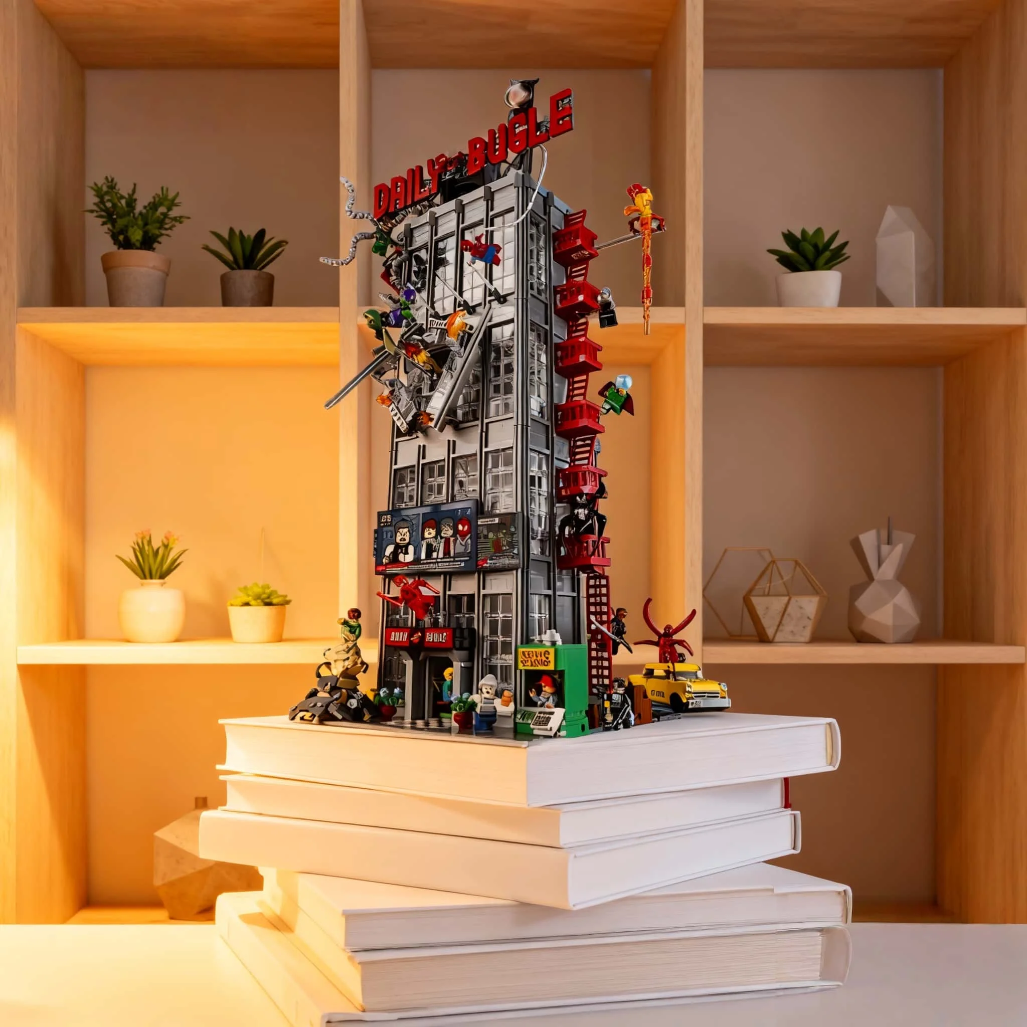 

Home decoration MOC funny color cute building 3942PCS2026 new street view set red gray color bugle classic puzzle modular buildi