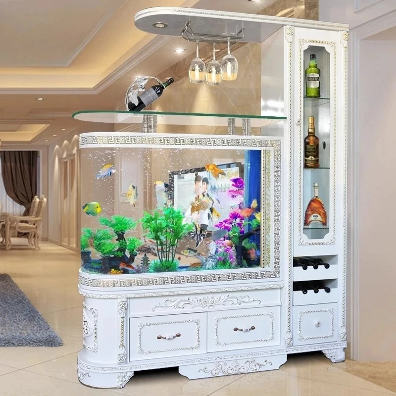 

Fish tank entrance wine cabinet glass ecological bottom filter cabinet large screen water box without replacement