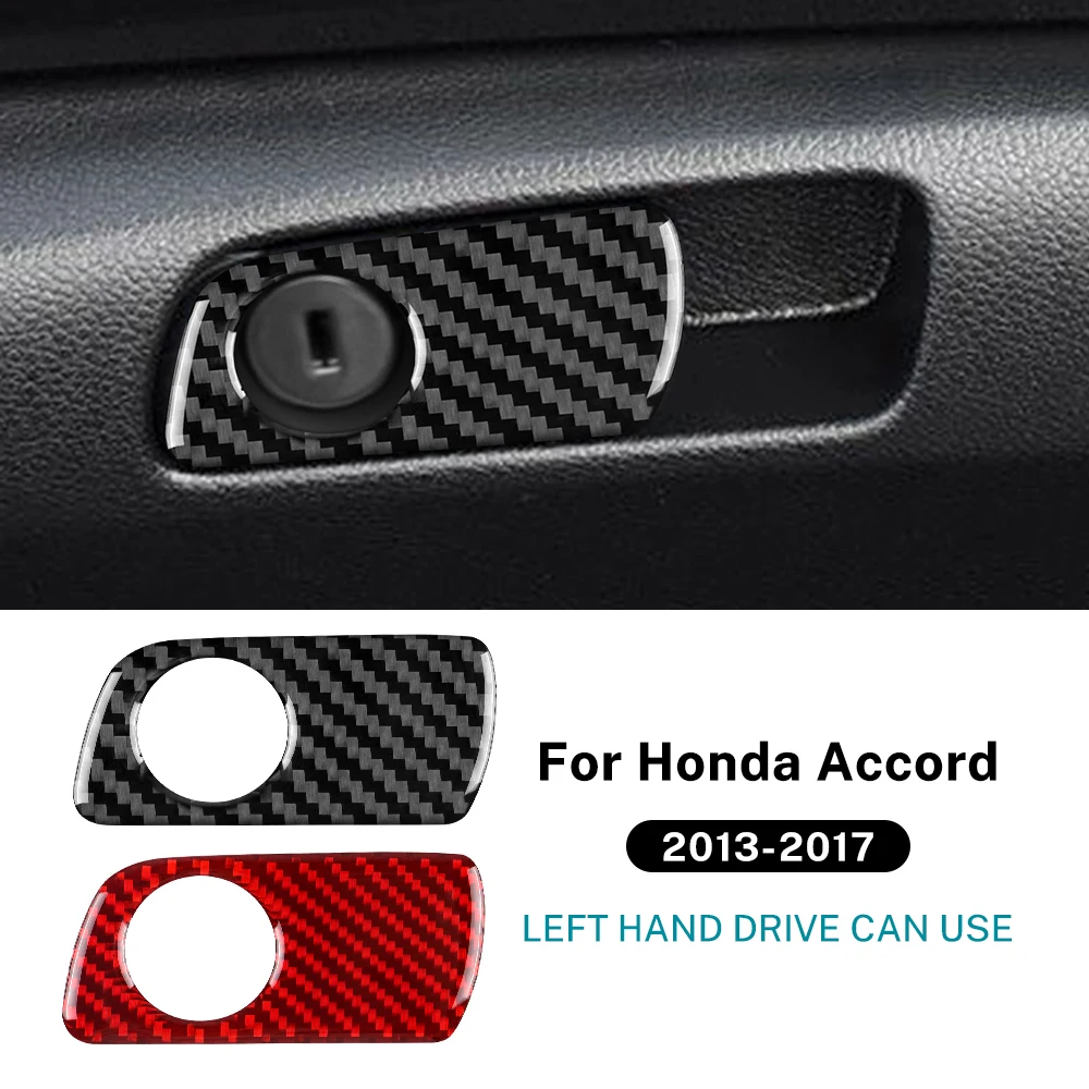 Car Glover Box Switch Button Frame for Honda Accord 2013 2014 2015 2016 2017 LHD Real Soft Carbon Fiber Sticker Accessories