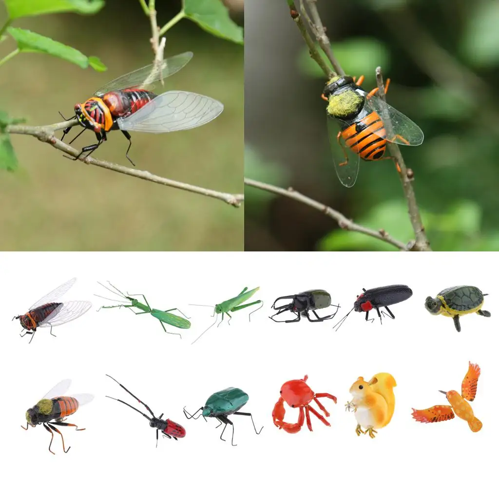 نموذج حشرات نابضة بالحياة اصطناعية MagiDeal ، تماثيل الزيز ، ديكور فني لحديقة المنزل ، ديكور شجرة تصنعها بنفسك ، لعبة لعب للأطفال