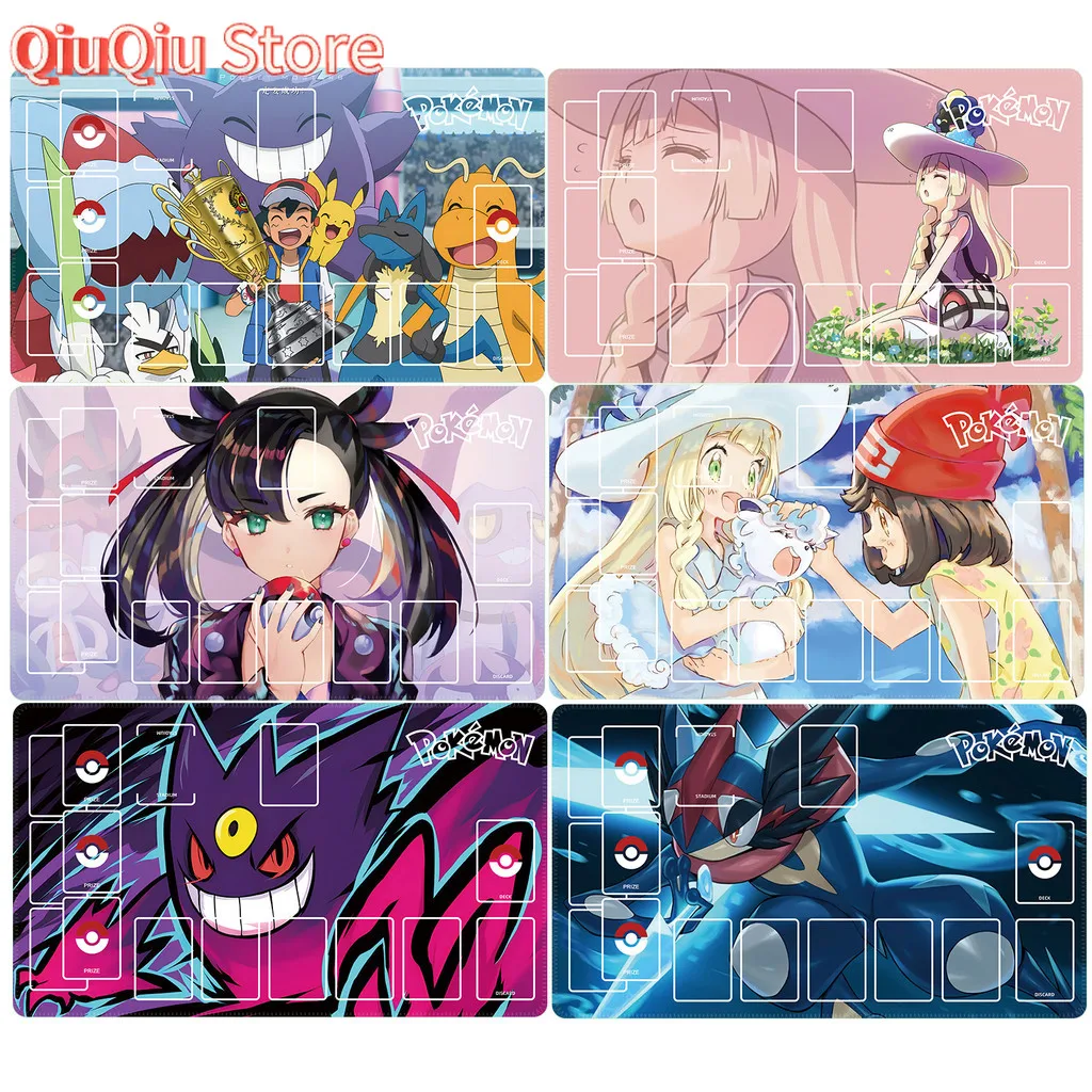 Anime Girl Scenery Pokemon TCG Spielmatte, wasserdichte, rutschfeste Schreibtischunterlage