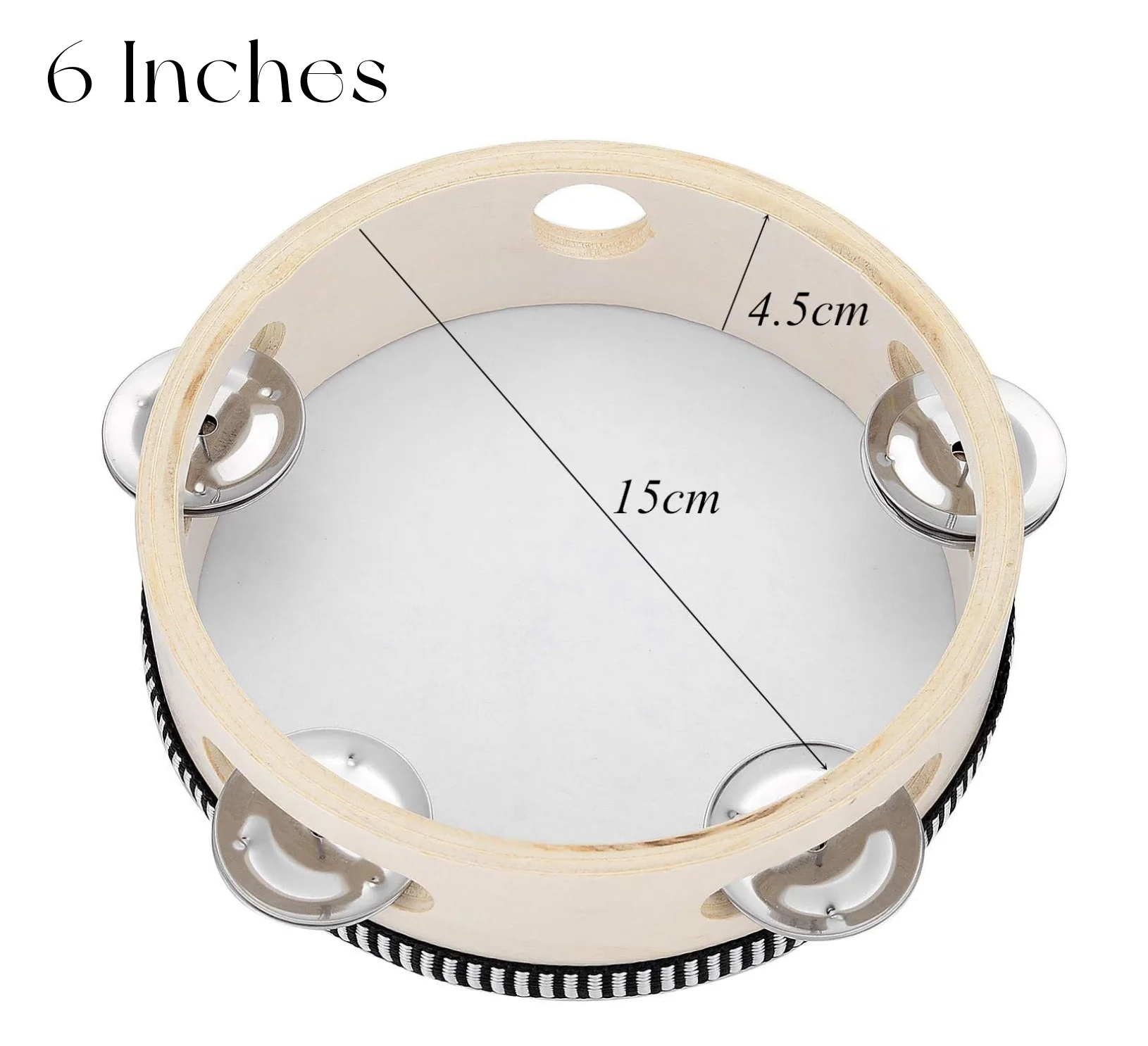 10-60Pcs Wedding Tambourines for Adults Hand Drums Noise Makers Musical Instruments Tambourine for Church Party Favor 4/6/8Inch image 3